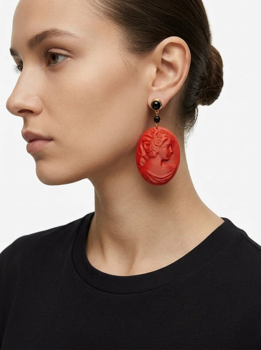 Pendientes Fabrizio Marcantelli Cameo Rojo