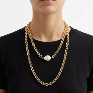 Collar Fabrizio Marcantelli Cadena Pequeña Piedra Perla
