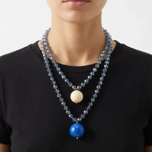 Collar Fabrizio Marcantelli Bolitas y 2 Bolas Grandes Azul