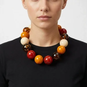 Collar Fabrizio Marcantelli Carioka Bolas Gordas Crudo y Miel