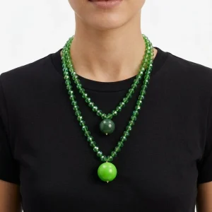 Collar Fabrizio Marcantelli Bolitas y 2 Bolas Grande Verde Cristal