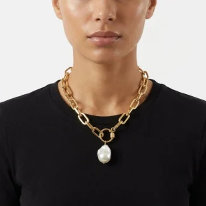 Collar Fabrizio Marcantelli Corto Cadena Piedra Perla