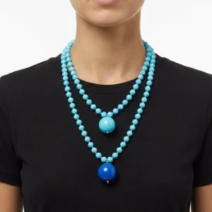 Collar Fabrizio Marcantelli Bolitas y 2 Bolas Grandes Celeste
