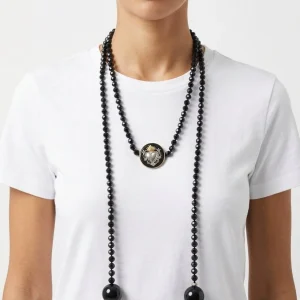 Collar Fabrizio Marcantelli Medalla Corazón Sagrado Negro