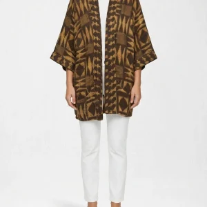 Kimono Corto Alekai Maxi Pokets Mosaic Marrón