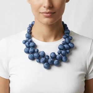 Collar Il Baco Da Seta Bolas De Seda Cheope Azul Pizarra Claro