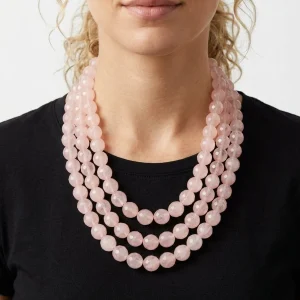 Collar Fabrizio Marcantelli 3 Tiras Piedras Rosa