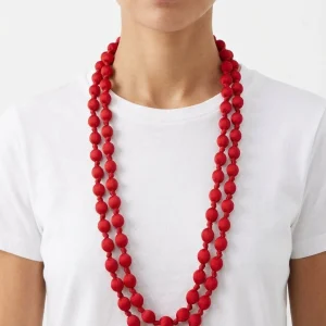 Collar Il Baco Da Seta Bolas Seda Rojo 10.2
