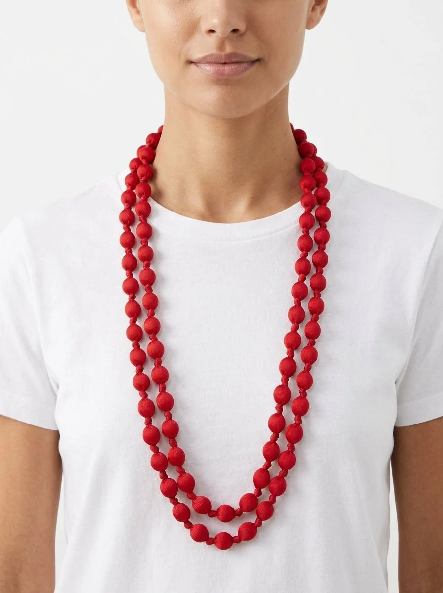 Collar Il Baco Da Seta Bolas Seda Rojo 10.2 - Imagen 2