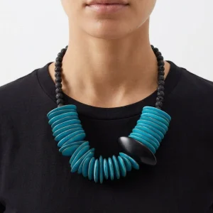 Collar Liviana Conti Bolas Negras Detalle Turquesa