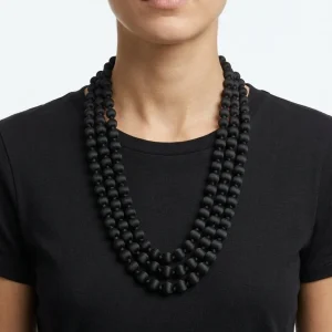 Collar Il Baco Da Seta Bolas Seda Negro 1.1