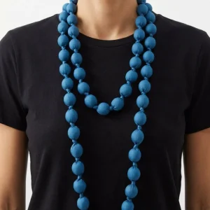 Collar il Baco Da Seta Maxi Bolas Seda Azul Pitufo