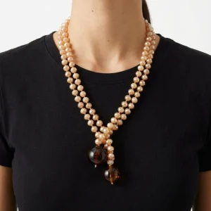 Collar Fabrizio Marcantelli Bolitas y 2 Bolas Grandes Beige
