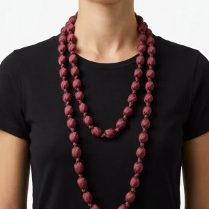 Collar il Baco Da Seta Maxi Bolas Seda Ciruela