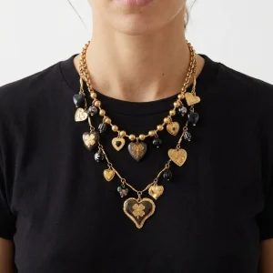 Collar Il Baco Da Seta Corazones y Piedras