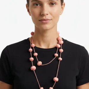 Collar Il Baco Da Seta Bolas De Seda Cocoon Rosa