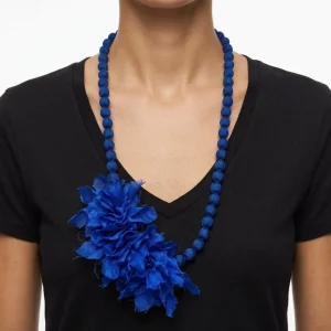 Collar Il Baco Da Seta Bolas De Seda Doan Flor Azul