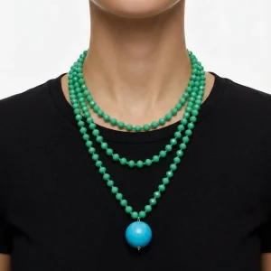 Collar Fabrizio Marcantelli Bolitas y Bola Grande Agua Celeste