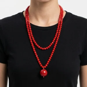 Collar Fabrizio Marcantelli Bolitas y Bola Grande Rojo