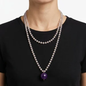 Collar Fabrizio Marcantelli Bolitas y Bola Grande Transparente Morado