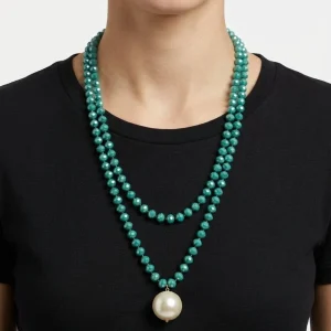 Collar Fabrizio Marcantelli Bolitas y Bola Grande Azul Claro Perla
