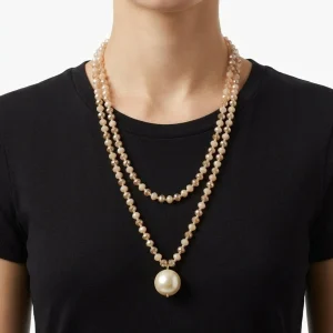 Collar Fabrizio Marcantelli Bolitas y Bola Grande Beige Perla