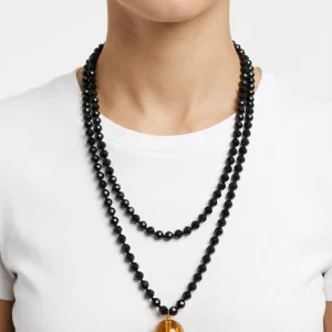 Collar Fabrizio Marcantelli Bolitas y Bola Grande Negro Miel