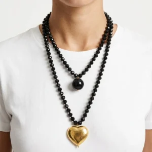 Collar Fabrizio Marcantelli Bolitas y Corazón Dorado