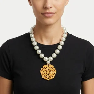 Collar Fabrizio Marcantelli Mandala Perlas Dorado  Corto