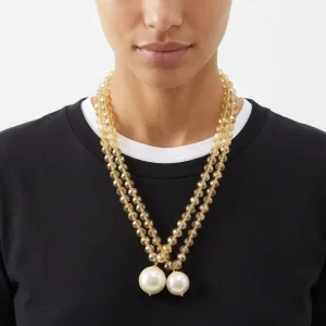 Collar Fabrizio Marcantelli Bolitas y 2 Bolas Grande Perla Mantequilla