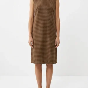 Vestido Niu C.Halter Pied de Poule Camel