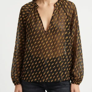 Blusa Niu Bordada Marrón