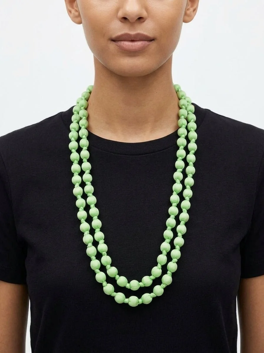Collar Il Baco Da Seta Bolas Seda Verde Perico 6.4 - Imagen 2