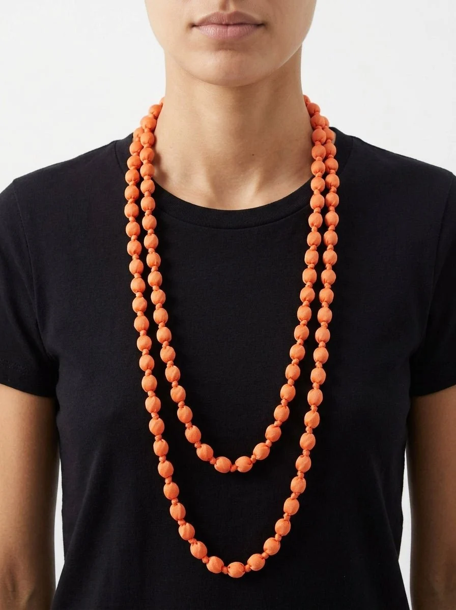 Collar Il Baco Da Seta Bolas Seda Coral - Imagen 2