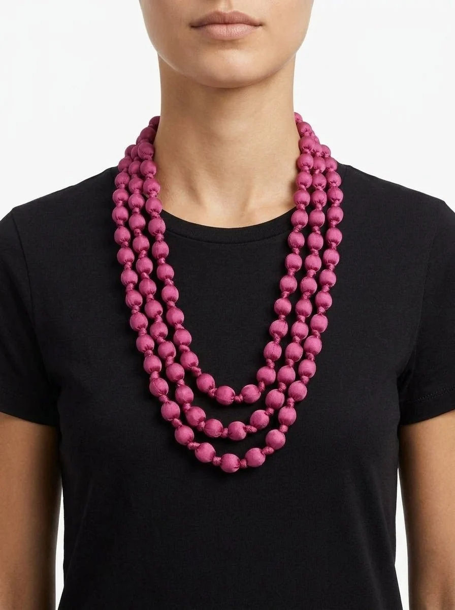 Collar Il Baco Da Seta Bolas Seda Buganvilla 14.1