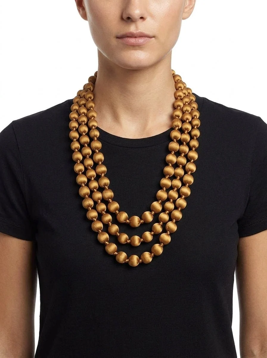 Collar Il Baco Da Seta Bolas Seda Camel 18.3 - Imagen 2