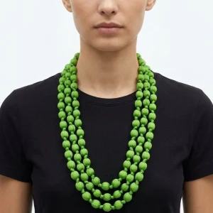 Collar Il Baco Da Seta bolas Seda Verde Medio 6.4