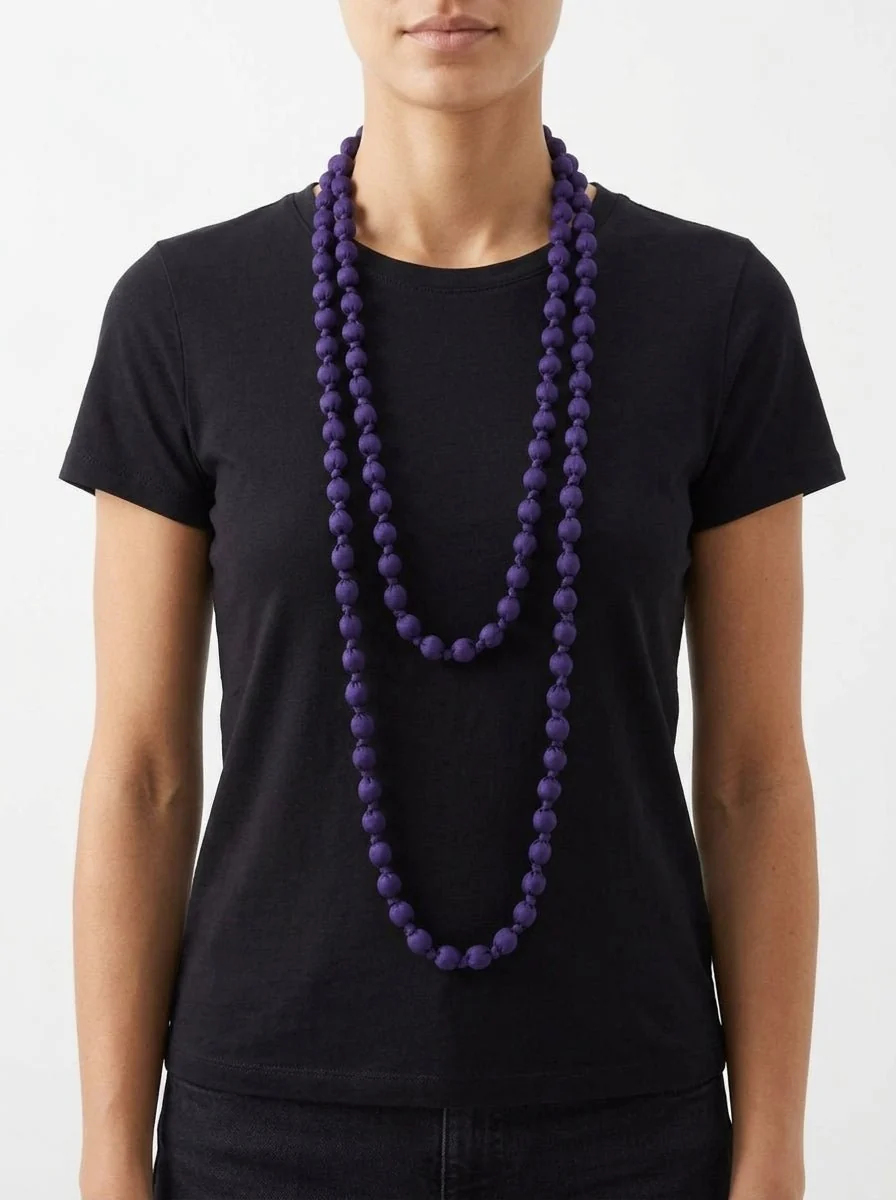 Collar Il Baco Da Seta Bolas Seda Morado 16.3