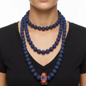 Collar Il Baco Da Seta Bolas Pequeñas Nhdi Almohadon  Azul Tinta