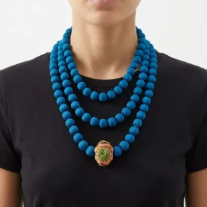Collar Il Baco Da Seta Bolas Pequeñas Nhdi Almohadon  Turquesa Oscuro
