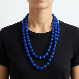Collar  Il Baco Da Seta Bolas Seda Azul Eléctrico 3.5