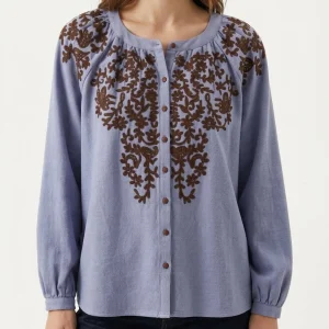 Blusa Niu Bordada Azul