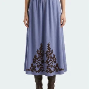 Falda Niu Bordada Azul