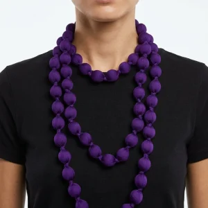 Collar il Baco Da Seta Maxi Bolas Seda Púrpura