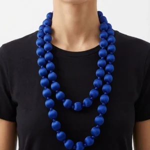 Collar il Baco Da Seta Maxi Bolas Seda Azul Klein