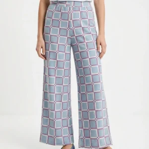Pantalon In Bed With You Cuadros Ancho Azul Cielo