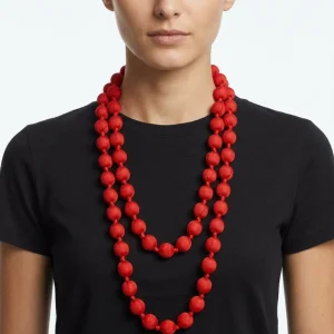 Collar il Baco Da Seta Maxi Bolas Seda Rojo