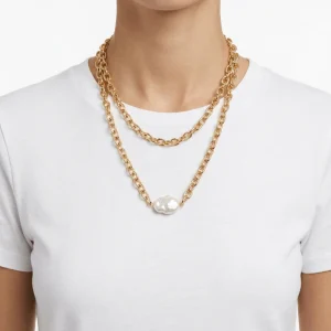 Collar Fabrizio Marcantelli Cadena Pequeña Largo Piedra Perla