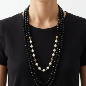 Collar Fabrizio Marcantelli Perlas Bicolor Plata y Negro