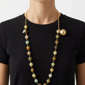 Collar Unique Bolas y Piedras Verde